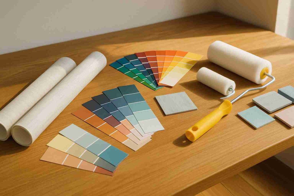 DIY用の工具と色見本を並べたイメージ画像