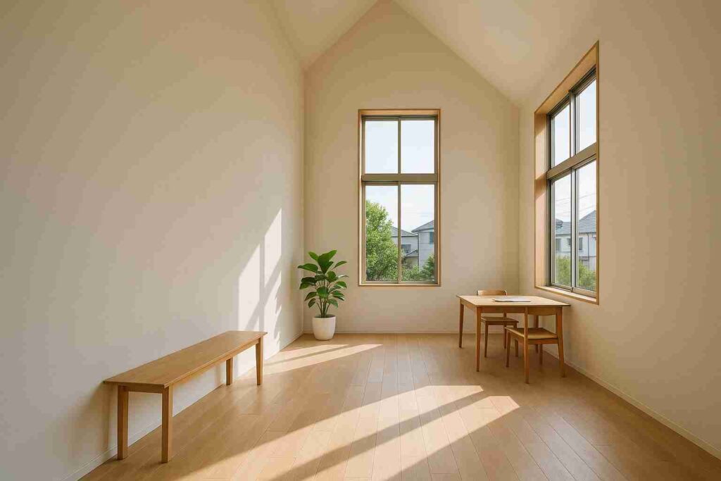 天井が高く感じるように空間演出している画像