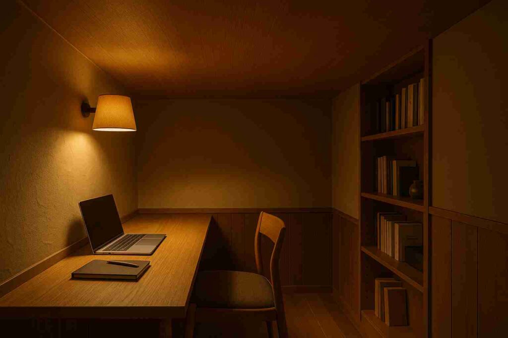 天井が低く感じるように空間演出している画像