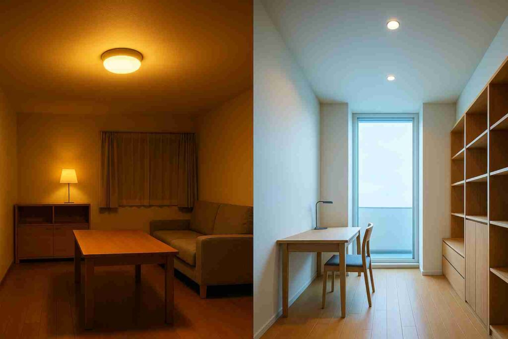 空間演出によって天井高が高く感じるようになった画像